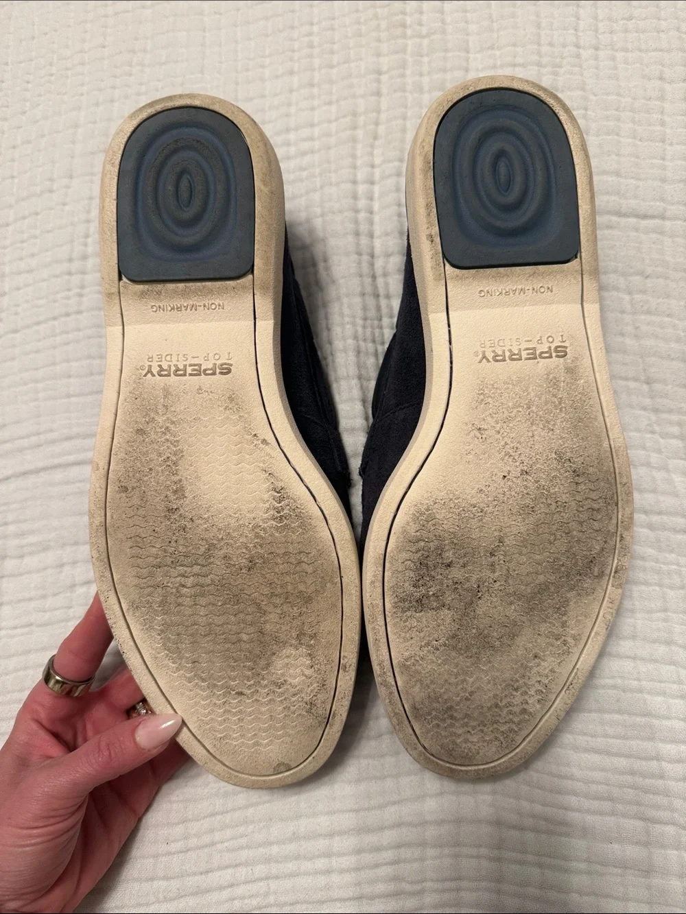 Sperry Navy Suede Plushwave 2-Eye Boat Shoes | size 13